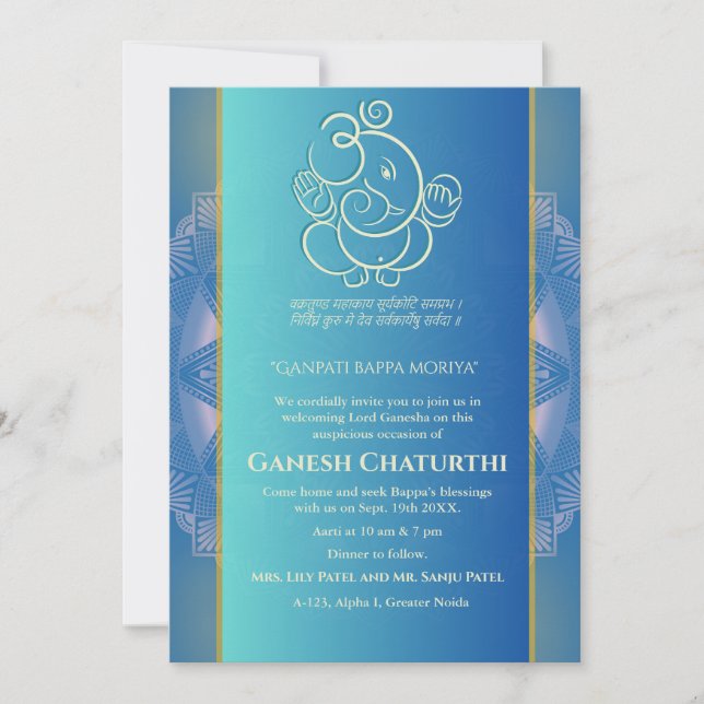Convites Ganesh Chaturthi Puja (Frente)