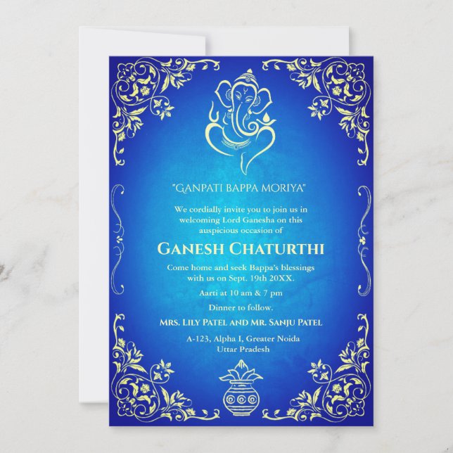Convites Ganesh Chaturthi Puja (Frente)