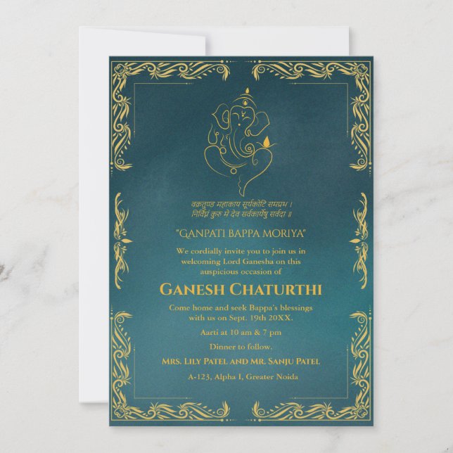 Convites Ganesh Chaturthi Puja (Frente)