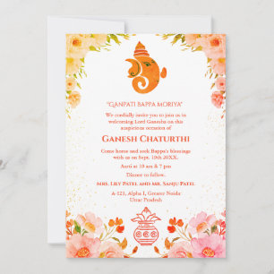 Convites Ganesh Chaturthi Puja Floral
