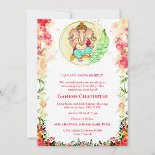 Convites Ganesh Chaturthi Puja Floral