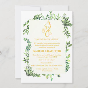 Convites Ganesh Chaturthi Puja - Leafy Tropical Mínima