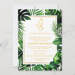 Convites Ganesh Chaturthi Puja - Leafy Tropical Mínima