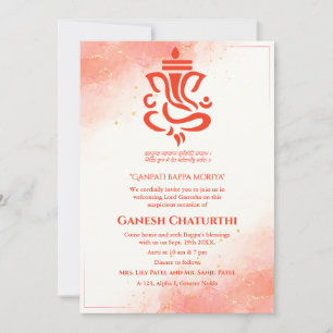 Convites Ganesh Chaturthi Puja Sindoor Vermelho