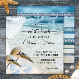Convites Gannet Beach com Casamento de Destino de Lace