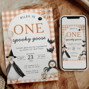 Convites Ganso Assustador Aniversário de 1 ano no Halloween