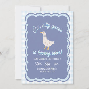 Convites Ganso Bobo Vintage Azul, Aniversário de Qualquer I
