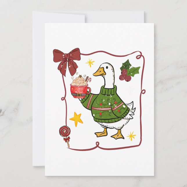 Convites Ganso de Natal Aconchegante Design de Férias (Frente)