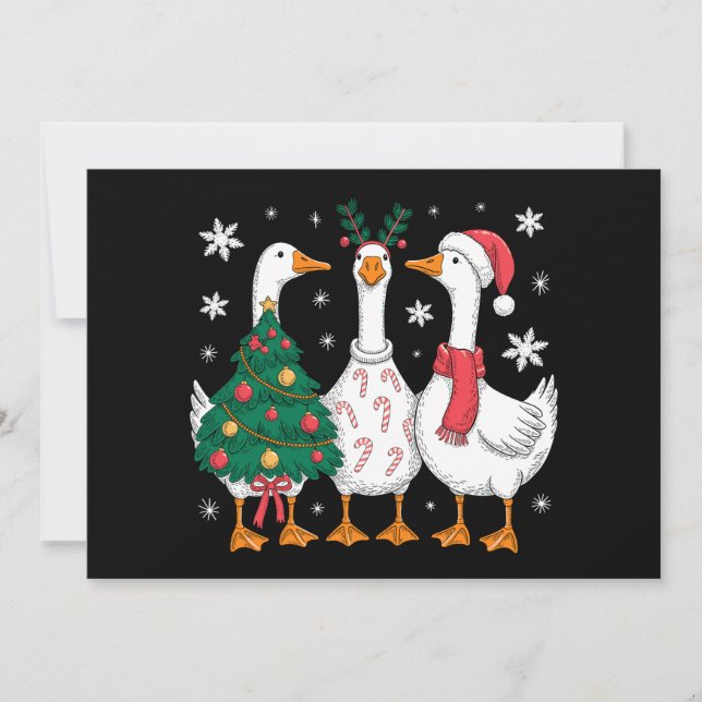 Convites Ganso de Natal Chapéu do Papai Noel Cane de Açúcar (Frente)