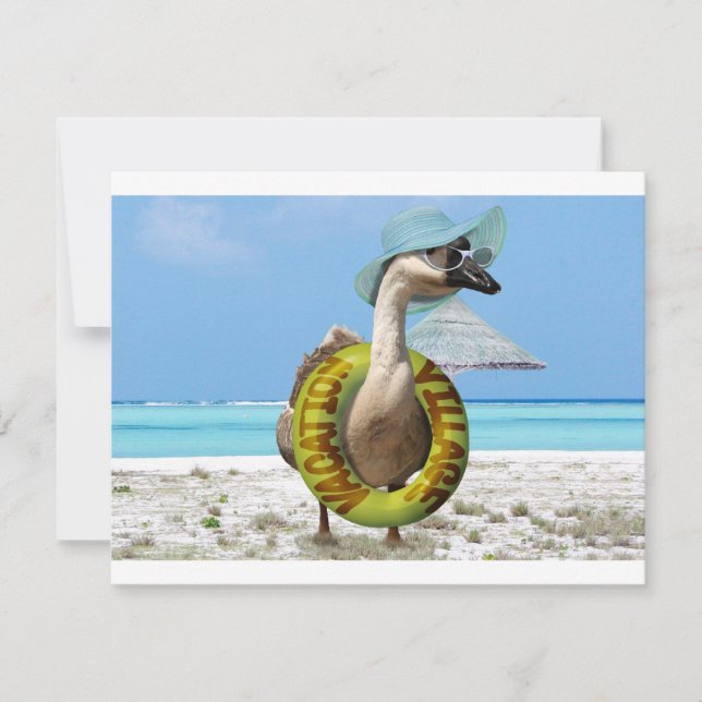 Convites Ganso engraçado na praia (Frente)