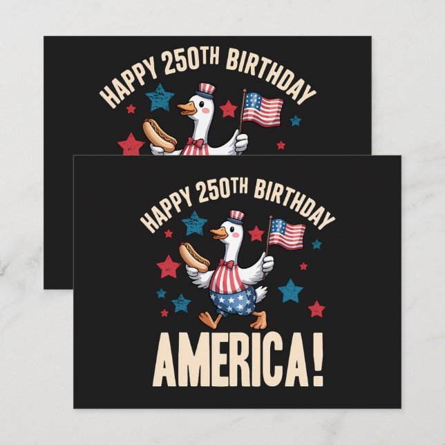 Convites Ganso Patriótico Bobo do 250º Aniversário da Améri (Frente/Verso)