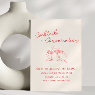 Convites Garabatos à Mão Coquetéis Festa de Fim de Ano
