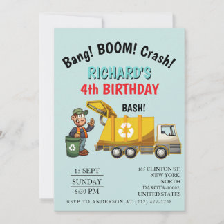 Convites Garbage Truck Themed Kids Trash Party Birthday