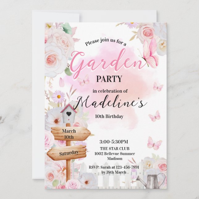 Convites Garden Birthday invitation  (Frente)