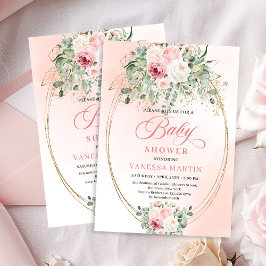 Convites Garden Boho Blush Roses Girl Baby Shower Invites