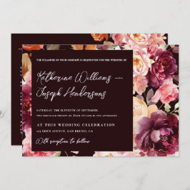 Convites Garden Burgundy Script calligraphy Details Wedding