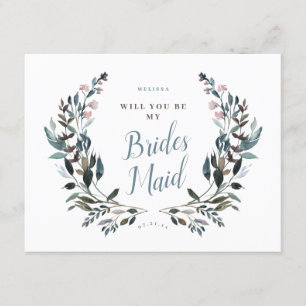 Convites Garden Crest Dusty Blue Floral Bridesmaid