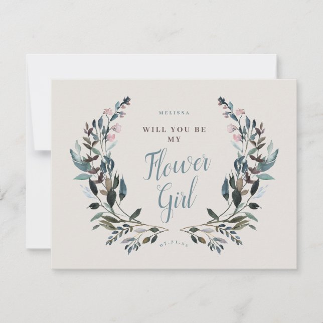 Convites Garden Crest Eggshell Bridesmaid Flower Girl (Frente)