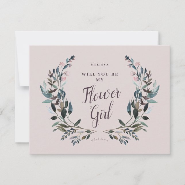 Convites Garden Crest Floral Maure Purple Flower Girl (Frente)