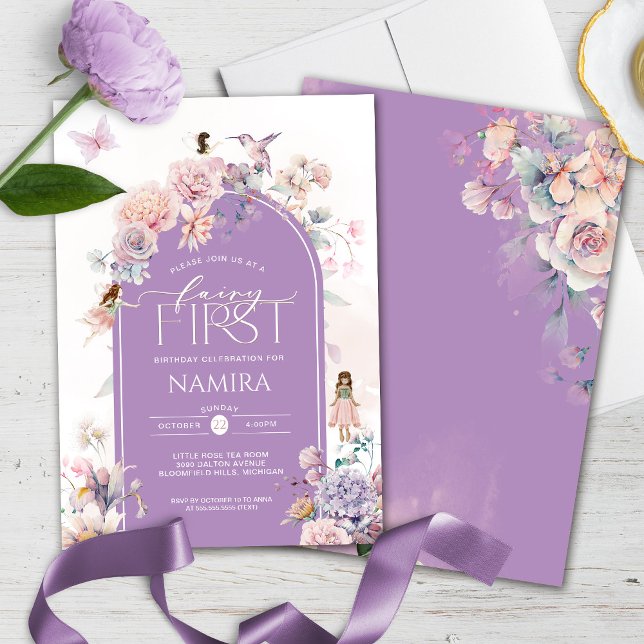 Convites Garden Fairies Pequena Fada Primeiro Aniversário (Criador carregado)