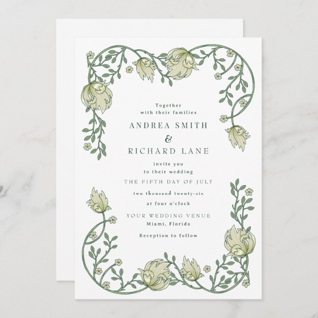 Convites Garden Fairytale Wedding Invitations (Frente/Verso)