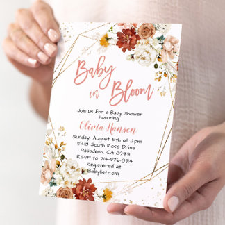 Convites Garden Floral Baby In Bloom Chá de fraldas