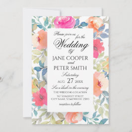 Convites Garden flowers watercolours Wedding Invitation