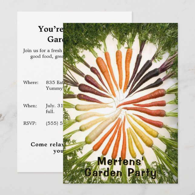 Convites Garden Party Carrot Rainbow Colorful Custom (Frente/Verso)