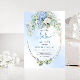 Convites Garden Style Blue Hydrangeas Baby Shower Invitatio
