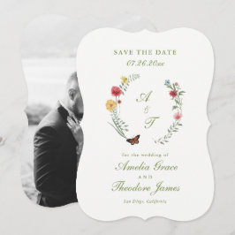 Convites Garden Wedding Die Cut Save the Date Card