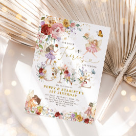 Convites Garden Wildflower Fairy Princess Twin primeiro ani