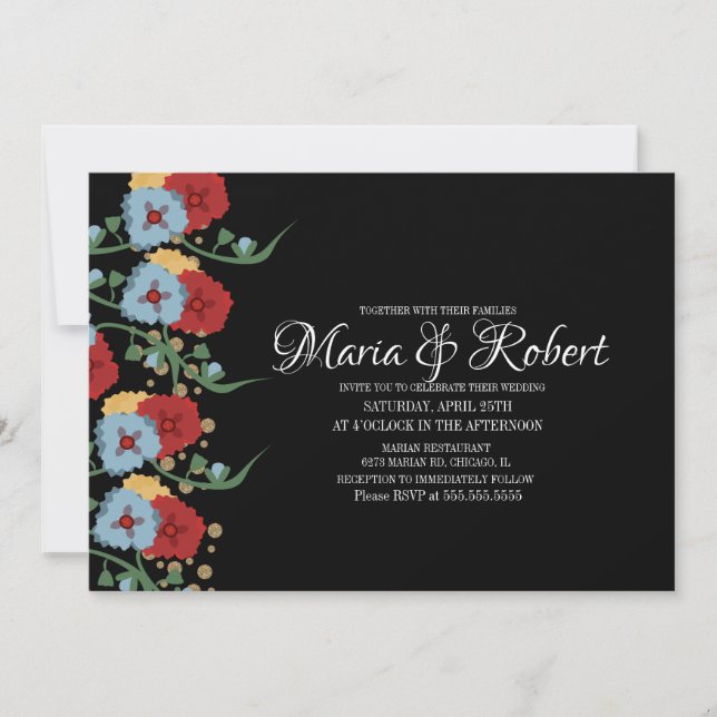 Convites Garganta vegetação mexicana Vine Faux Glitter (Frente)