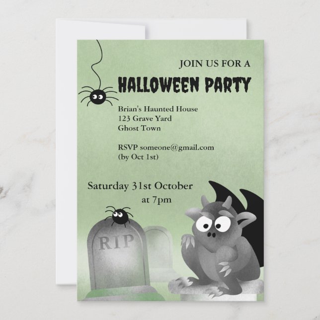 Convites Gargoyle Halloween Party Invitation (Frente)