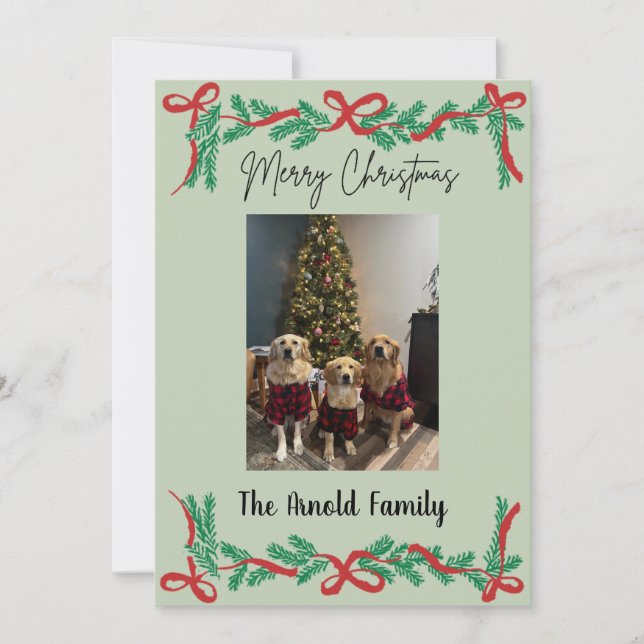 Convites Garland and Bows Christmas Card (Frente)