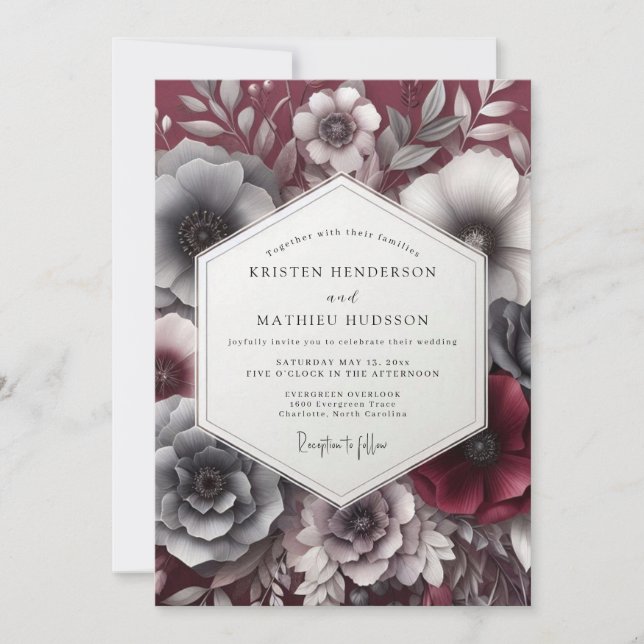 Convites Garnet Gloaming Posy Wedding (Frente)