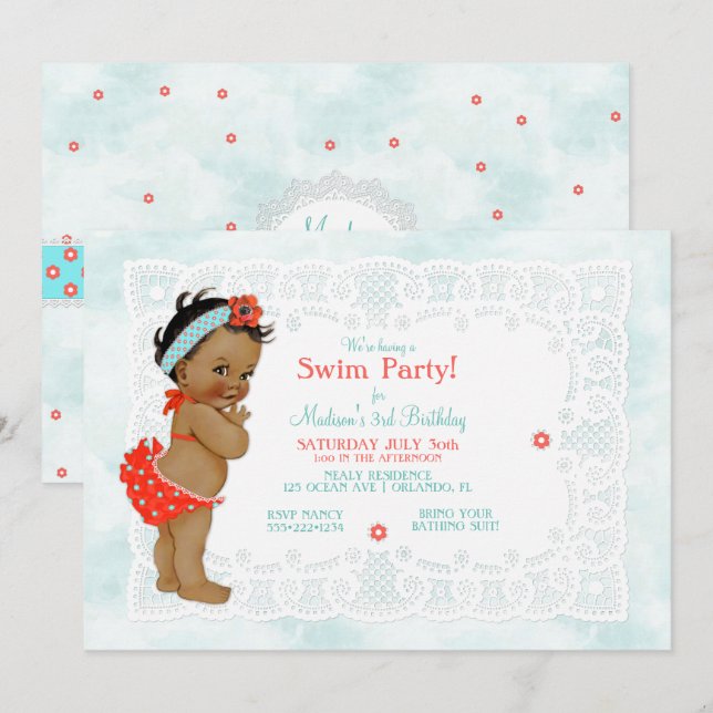 Convites Garota africana bebebedeira com roupa interior (Frente/Verso)