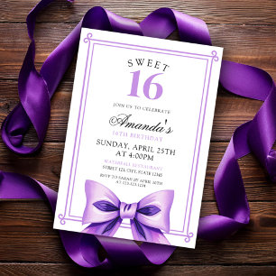 Convites Garota Arco Púrpura e Chic Coquette Doce 16 Aniver