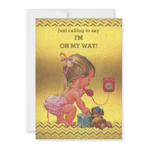 Garota bebê no telefone Dourado Chevrons