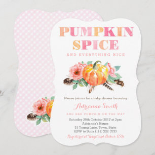 Convites Garota Boho Pumpkin Spice Chá de fraldas Convidar
