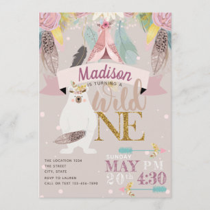 Convites Garota Boho Wild Um Primeiro Aniversário