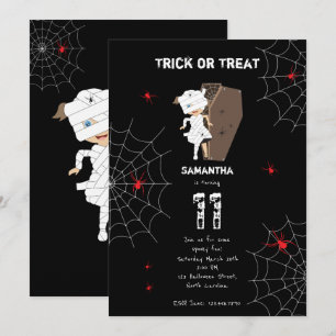 Convites Garota Bonita Mummy Coffin Girl Aniversário do Di