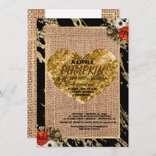 Convites Garota Chá de fraldas Cai Pumpkin Russo Burlap Woo