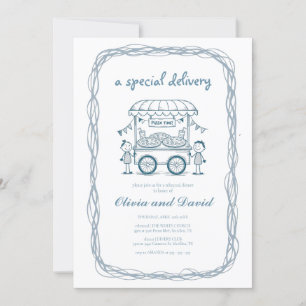 Convites Garota chá de fraldas de doodle da pizza de entreg