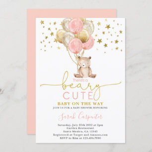 Convites Garota Chá de fraldas dos Balões do Urso Teddy