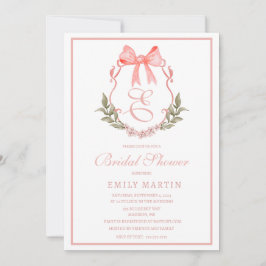 Convites Garota Chá de fraldas Watecolor Crest com Monogram