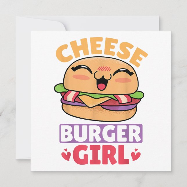 Convites Garota Cheeseburger, Mulheres Hamburger e Cheesebu (Frente)