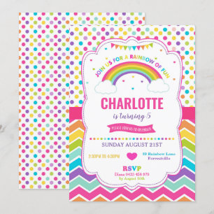 Convites Garota Colorida de Festa de aniversário Arco-Íris