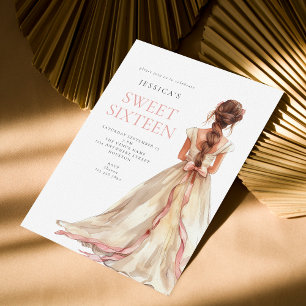 Convites Garota com brilho rosado doce 16 Festas de anivers