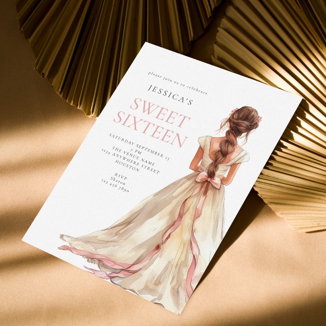 Convites Garota com brilho rosado doce 16 Festas de anivers (Criador carregado)