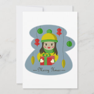 Convites Garota com caixa de presentes de Natal